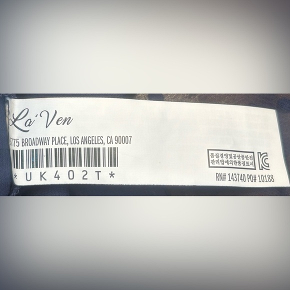 NWT Revolve La’ Ven Navy Blue Lined Swiss Dot Blouse w/ Flutter Sleeves & Tie, S - Picture 10 of 12